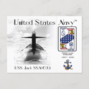 USS JACK SSN-605 SUBMARINE - BRIEFKAART
