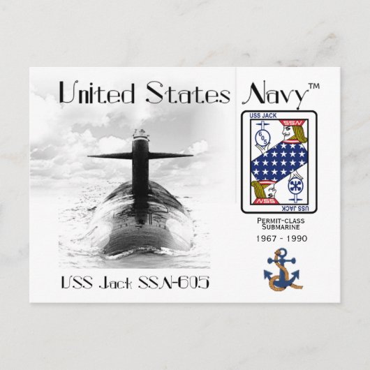 USS JACK SSN-605 SUBMARINE - BRIEFKAART (Voorkant)