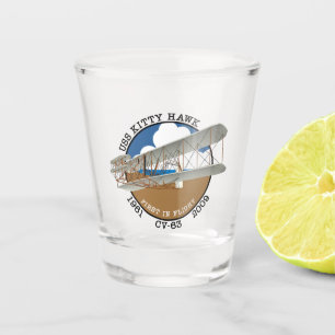 USS KAT HAWK CV-63 1961-2009 SHOT GLASS GLAS