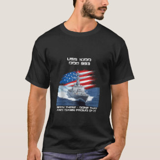 USS Kidd DDG 993 Destroyer Ship Vlag Veteraan X T-shirt
