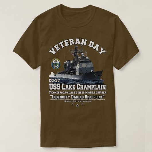 USS Lake Champlain CG57 Marine Cruiser veteranen T-shirt (Design voorkant)