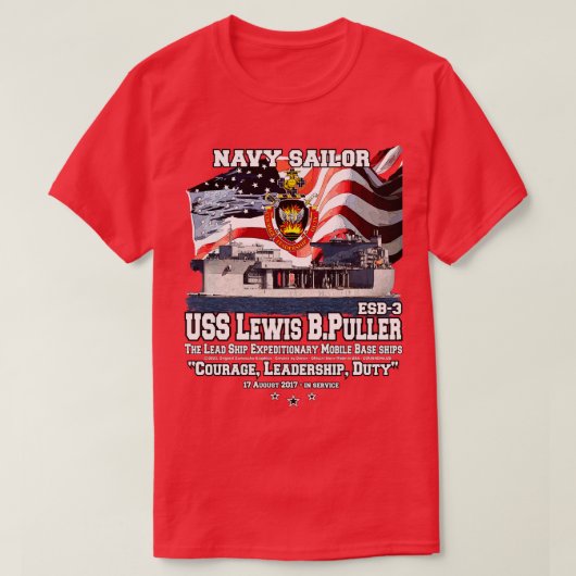 USS Lewis B Puller ESB3 marineveteranen schepen T-shirt (Design voorkant)