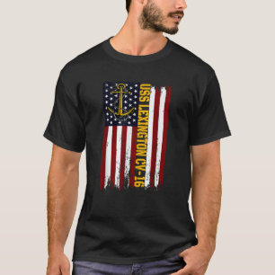 USS Lexington CV 16 Vliegtuig Amerikaanse vlag T-shirt