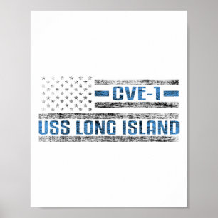 USS Long Island WWII Vliegtuig Carrier CVE-1 US Ar Poster