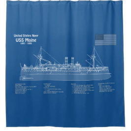 USS Maine - Schip Blauwdruk Plannen ABD Douchegordijn