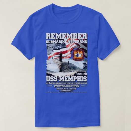 USS Memphis SSN691 Onderzeebootveteranen T-shirt (Design voorkant)