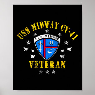 Uss Midway Cv 41 Vliegdekschip Veteraan Usa Vlag Poster