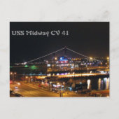 USS Midway 's nachts Briefkaart (Voorkant)