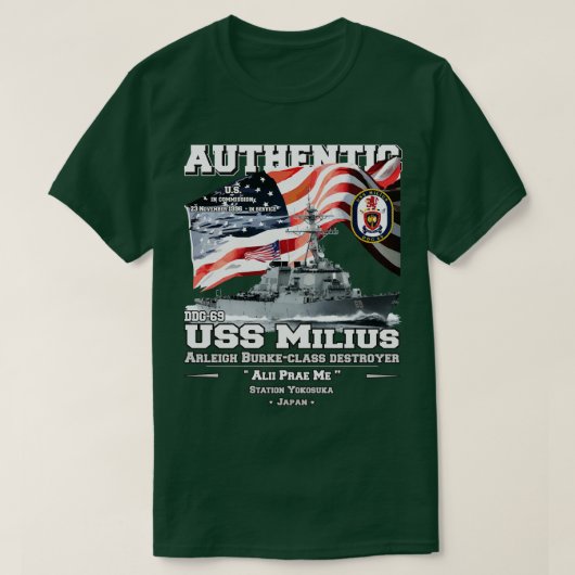 USS Milius DDG69 Navy torpedobootjager T-shirt (Design voorkant)