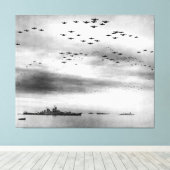 USS Missouri Flyover Surrender of Japan Canvas Afdruk (Insitu (Houten vloer))