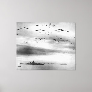 USS Missouri Flyover Surrender of Japan Canvas Afdruk