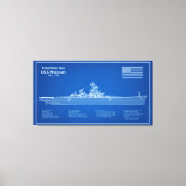 USS Missouri - Schip Blauwdruk Plannen ABD Canvas Afdruk