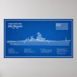 USS Missouri - Schip Blauwdruk Plannen ABD Poster
