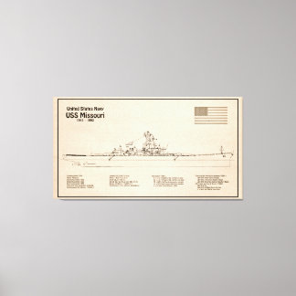 USS Missouri - Schip Blauwdruk Plannen SD Canvas Afdruk
