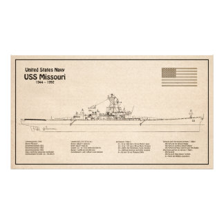USS Missouri - Schip Blauwdruk Plannen SD Foto Afdruk