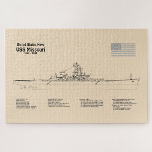 USS Missouri - Schip Blauwdruk Plannen SD Legpuzzel