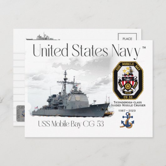 USS MOBILE CG-53 GELEIDE RAKETKRUISER BRIEFKAART (Voorkant / Achterkant)