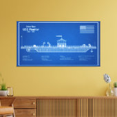 USS Monitor - Schip Blauwdruk Plannen ABD Canvas Afdruk (Insitu (Woonkamer))