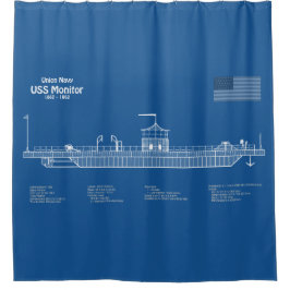 USS Monitor - Schip Blauwdruk Plannen ABD Douchegordijn