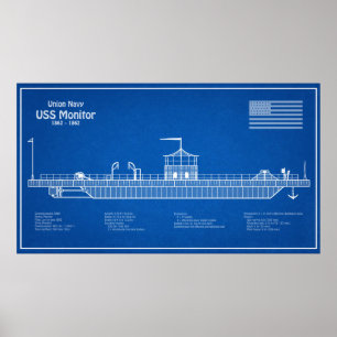 USS Monitor - Schip Blauwdruk Plannen ABD Poster
