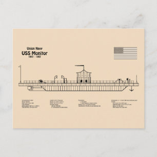 USS Monitor - Schip Blauwdruk Plannen SD Briefkaart