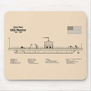 USS Monitor - Schip Blauwdruk Plannen SD Muismat