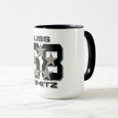 USS NIMITZ 5 STAR NOIR Mug (Devant droit)