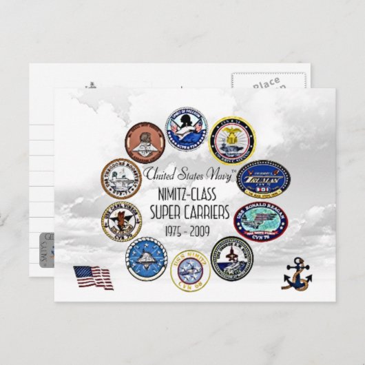USS NIMITZ CLASS VLIEGTUIG CARRIERS - BRIEFKAART (Voorkant / Achterkant)