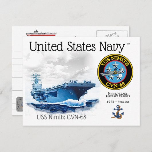 USS NIMITZ CVN-68 VLIEGTUIG CARRIER - Briefkaart (Voorkant / Achterkant)