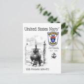 USS PINTADO SSN-672 ATTACK SUBMARINE - CARTE POSTA (Debout devant)