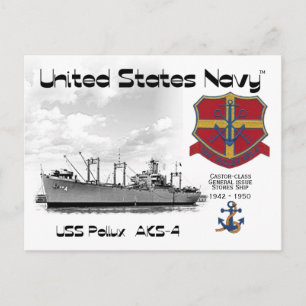 USS POLLUX AKS-4 ALGEMENE UITGIFTE OPSLAG SCHIP BRIEFKAART