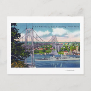 USS Portland passeert onder Sint John's Bridge Briefkaart