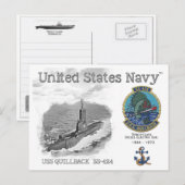 USS QUILLBACK SS-424 SUBMARINE Briefkaart (Voorkant / Achterkant)