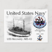 USS RECOVERY ARS-43 REDDING EN BERGING SHI- POSTC BRIEFKAART (Voorkant)