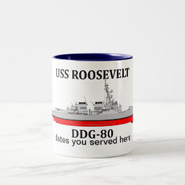 USS Roosevelt, DDG-80, aanpasbare data Tweekleurige Koffiemok