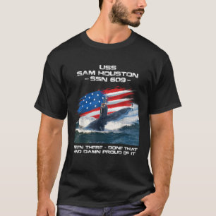 USS Sam Houston SSN 609 Amerikaanse vlag onderzeeë T-shirt