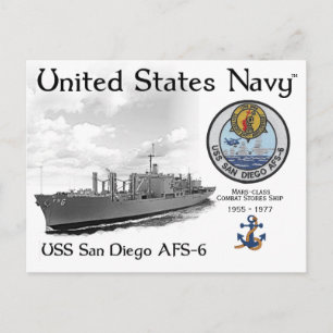 USS SAN DIEGO AFS-6 GEvechtsvoorraadschip Briefkaart