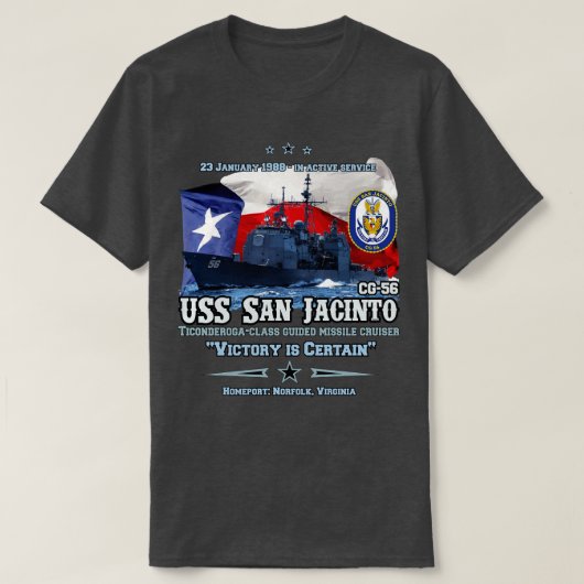 USS San Jacinto CG56 Texas Pride T-shirt (Design voorkant)