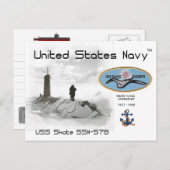 USS SKATE SSN-578 SUBMARINE - CARTE POSTALE (Devant / Derrière)