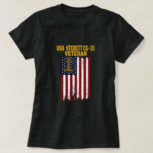 USS Sterett CG-31 Cruiser Veterans Dag vaders Da T-shirt (Design voorkant)