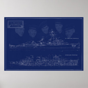 USS The Sullivans-blauwdruk met broers Poster