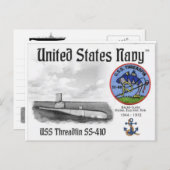 USS THREADFIN SS-410 SUB - Briefkaart (Voorkant / Achterkant)