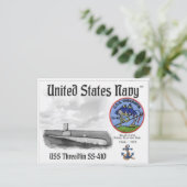 USS THREADFIN SS-410 SUB - Briefkaart (Staand voorkant)