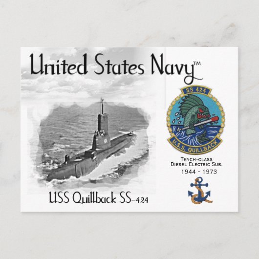 USS USS QUILLBACK SS-424 SOUS-MARINE - CARTE POSTA (Devant)