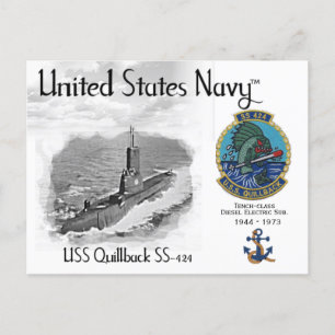 USS USS QUILLBACK SS-424 SUBMARINE - BRIEFKAART