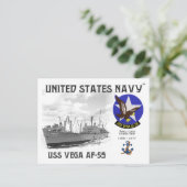 USS VEGA AF-59 STORE SHIP - CARTE POSTALE (Debout devant)
