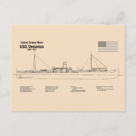 USS Vesuvius - Schip Blauwdruk Plannen SD Briefkaart