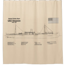 USS Vesuvius - Schip Blauwdruk Plannen SD Douchegordijn