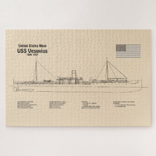 USS Vesuvius - Schip Blauwdruk Plannen SD Legpuzzel