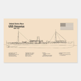 USS Vesuvius - Schip Blauwdruk Plannen SD Rechthoekige Sticker